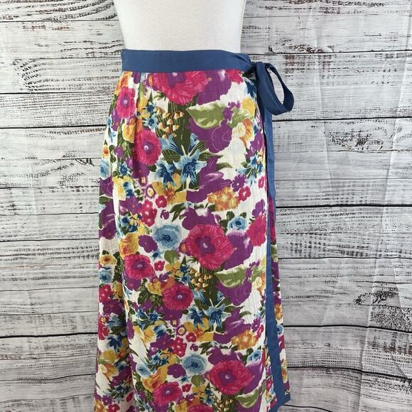 The Paragon Skirt size Small Purple Pink Floral Long A Line Wrap Boho Modest - Picture 2 of 11